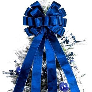 Christmas Tree Topper Bow, 48x13 Large, Large Decorative Bow Christmas- Blue